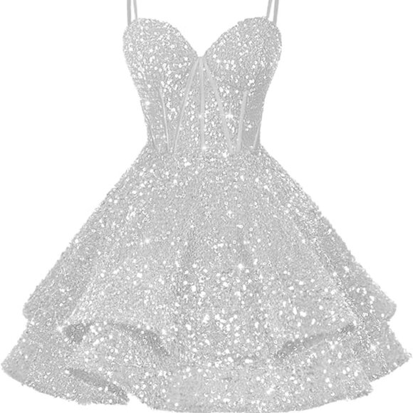 White Sequin Party Dress - Picture 1 of 2